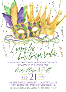 Mardi Gras Invite Mask Crown Laissez Engagement: Mardi Gras Invite Mask Crown Laissez Engagement