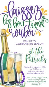 Mardi Gras Party Champagne Laissez Text Invite: Mardi Gras Party Champagne Laissez Invitation