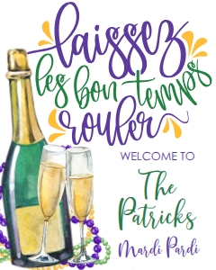 Mardi Gras Party Champagne Laissez Welcome Sign: Mardi Gras Party Champagne Laissez Invitation