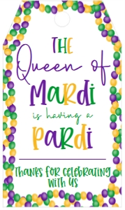 Mardi Gras Queen of Mardi Beads Favor Tag: Mardi Gras Queen of Mardi Beads