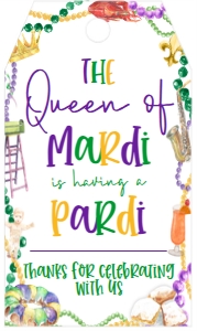 Mardi Gras Queen of Mardi Favor Tag: Mardi Gras Queen of Mardi