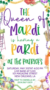 Mardi Gras Queen of Mardi Text Invite: Mardi Gras Queen of Mardi