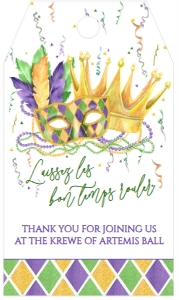 Mardi Gras Invite Mask Crown Laissez Ball Favor Tag: Mardi Gras Invite Mask Crown Laissez Ball