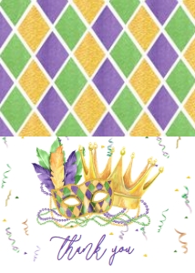 Mardi Gras Invite Mask Crown Laissez Ball Thank You: Mardi Gras Invite Mask Crown Laissez Ball