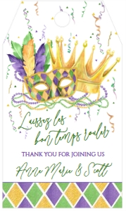 Mardi Gras Invite Mask Crown Laissez Engagement Favor Tag: Mardi Gras Invite Mask Crown Laissez Engagement