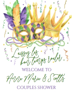 Mardi Gras Invite Mask Crown Laissez Engagement Welcome Sign: Mardi Gras Invite Mask Crown Laissez Engagement