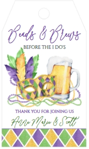 Mardi Gras Invite Engagement Beads Brews 2 Favor Tag: Mardi Gras Invite Engagement Beads Brews 2