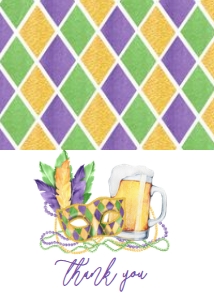 Mardi Gras Invite Engagement Beads Brews 2 Thank You: Mardi Gras Invite Engagement Beads Brews 2