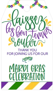 Mardi Gras Laissez Celebration Favor Tag: Mardi Gras Laissez Celebration Invite