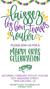 Mardi Gras Laissez Celebration Text Invite: Mardi Gras Laissez Celebration Invite
