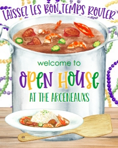Mardi Gras Gumbo Pot Party Laissez Welcome Sign: Mardi Gras Gumbo Pot Party Laissez
