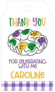 Mardi Gras Birthday King Cake Mod Favor Tag: Mardi Gras Birthday King Cake Mod