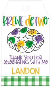 Mardi Gras Birthday King Cake Mod Krewe 2 Favor Tag: Mardi Gras Birthday King Cake Mod Krewe 2
