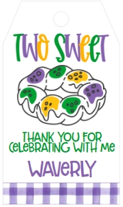 Mardi Gras Birthday Two Sweet Mod Favor Tag: Mardi Gras Birthday Two Sweet Mod