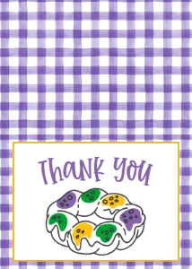 Mardi Gras Birthday Two Sweet Mod Thank You: Mardi Gras Birthday Two Sweet Mod