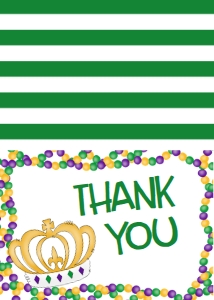 Mardi Gras Birthday King Crown Birthday Border Thank You: Mardi Gras Birthday King Crown Birthday Border