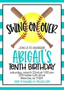 Birthday Softball Bat X Teal: Birthday Softball Bat X Teal
