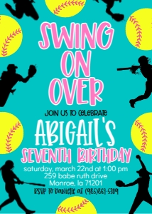 Birthday Softball Border Teal: Birthday Softball Border Teal