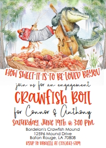 Crawfish Boil Pirogue How Sweet Engagement design preview