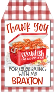 Birthday Crawfish Boil Ice Chest Favor Tag: Birthday Crawfish Boil Ice Chest