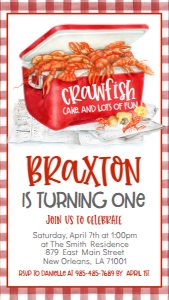 Birthday Crawfish Boil Ice Chest Text Invite: Birthday Crawfish Boil Ice Chest