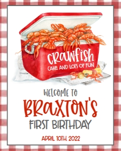 Birthday Crawfish Boil Ice Chest Welcome Sign: Birthday Crawfish Boil Ice Chest