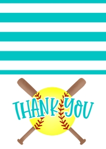 Birthday Softball Bat X Teal Thank You: Birthday Softball Bat X Teal