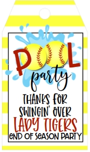 Softball Pool Party V2 End of Season Favor Tag: Softball Pool Party V2 End of Season