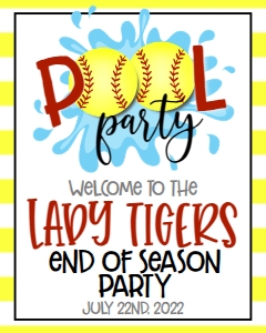 Softball Pool Party V2 End of Season Welcome Sign: Softball Pool Party V2 End of Season
