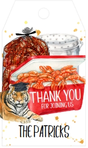 Crawfish Boil Ice Chest Tiger Graduation Favor Tag: Crawfish Boil Ice Chest Tiger Graduation