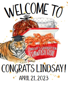 Crawfish Boil Ice Chest Tiger Graduation Welcome Sign: Crawfish Boil Ice Chest Tiger Graduation