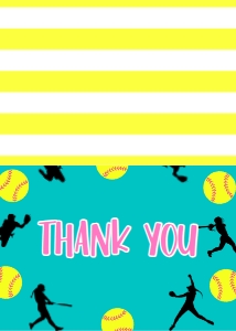 Birthday Softball Border Teal Thank You: Birthday Softball Border Teal