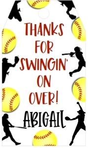 Birthday Softball Border Favor Tag: Birthday Softball Border