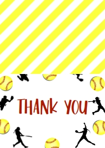 Birthday Softball Border Thank You: Birthday Softball Border