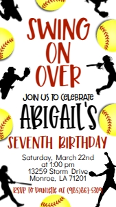 Birthday Softball Border Text Invite: Birthday Softball Border
