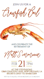 Crawfish Retirement Party Text Invite: Crawfish Retirement Party