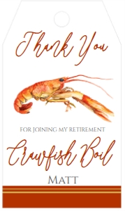Crawfish Retirement Party Favor Tag: Crawfish Retirement Party