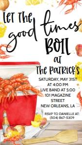 Crawfish Boil Let the Good Times Text Invite: Crawfish Boil Let the Good Times