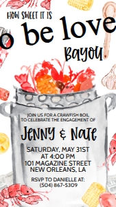 Crawfish How Sweet Engagement Text Invite: Crawfish How Sweet Engagement