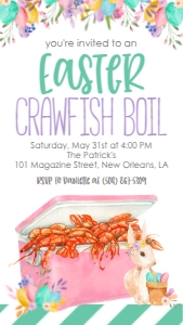 Crawfish Boil Easter Pastel Ice Chest Text Invite: Crawfish Boil Easter Pastel Ice Chest