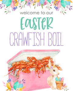 Crawfish Boil Easter Pastel Ice Chest Welcome Sign: Crawfish Boil Easter Pastel Ice Chest