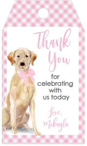 Baby Shower Dog Yellow Lab Watercolor Pink Favor Tag: Baby Shower Dog Yellow Lab Watercolor