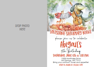 Crawfish Boil Pirogue Birthday Louisiana Saturday Night Photo Invite: Crawfish Boil Pirogue Birthday Louisiana Saturday Night