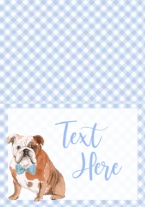 Baby Shower Dog Blue Watercolor Bulldog Gingham Food Tent: Baby Shower Dog Blue Watercolor Bulldog Gingham
