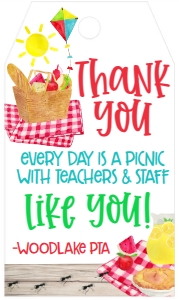 School Teacher Appreciation Week Picnic Favor tag: School Teacher Appreciation Week Picnic