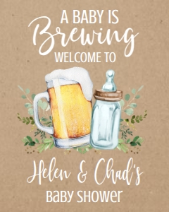 Baby Shower Kraft Brewing Bottle Welcome Sign 8x10: Baby Shower Kraft Brewing Bottle Invitation