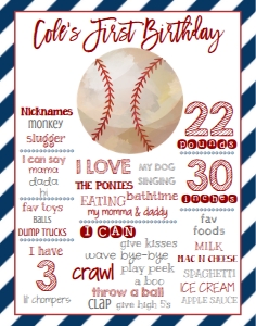 Birthday Baseball Milestone 11x14: Birthday Baseball