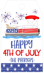 4th of July Lake Pontoon Favor Tag: 4th of July Pontoon