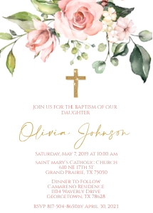Floral Baptism Invitation: Floral Baptism Invitation