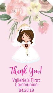 Girl Communion Thank You Tags design preview